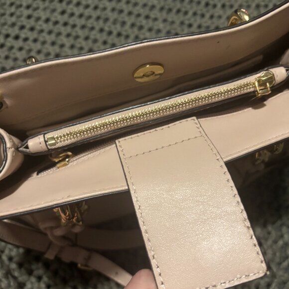 ๐ Michael Kors Jane Large Satchel Shoulder Bag - Blush Pink Leather Gold Chain - Picture 8 of 14